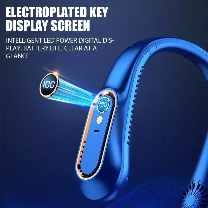 **Mini Portable Air Conditioner Fan - Silent Strong Wind Neck Wearable, Bladeless & Hands-Free**
