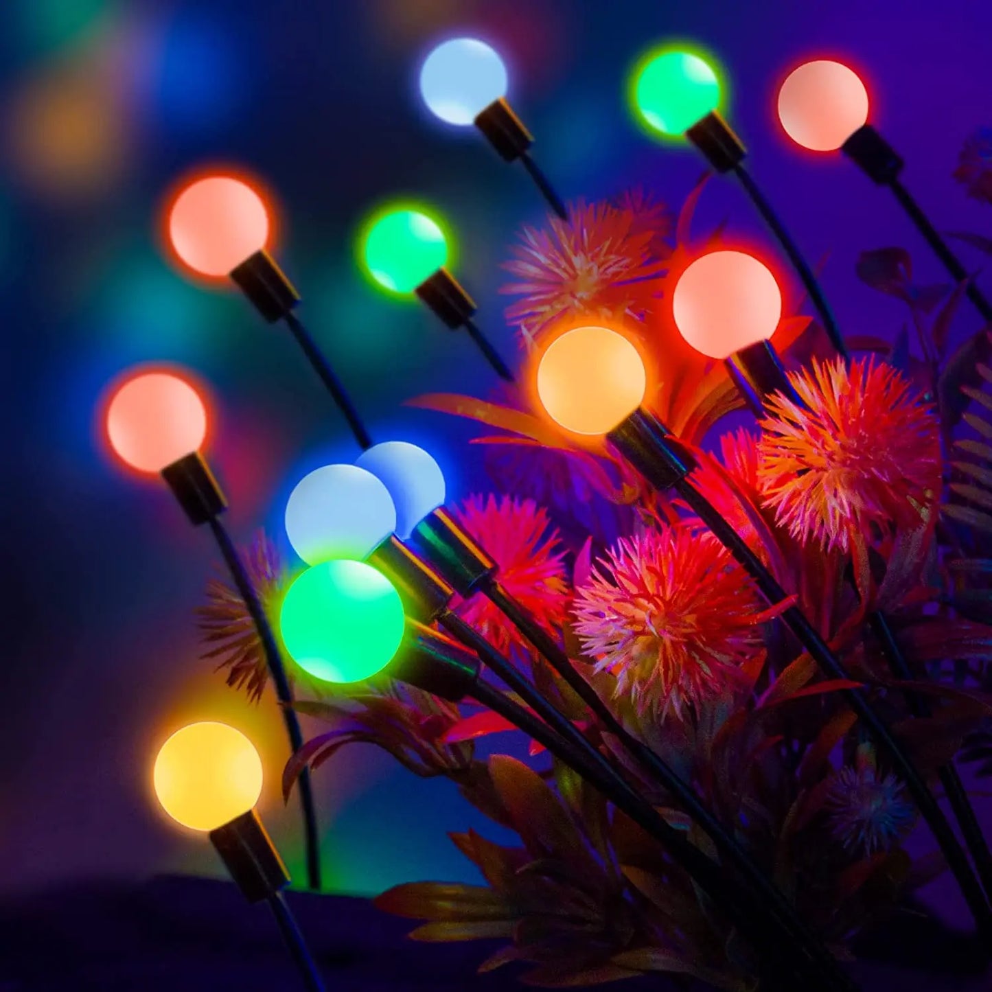 1,2,4,8 or 12 Pack Outdoor Solar Starburst Firefly LED Garden Lights